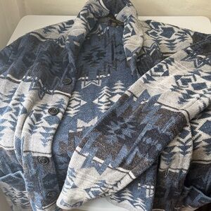 Lucky Brand Blue and Gray Patterned Cardigan